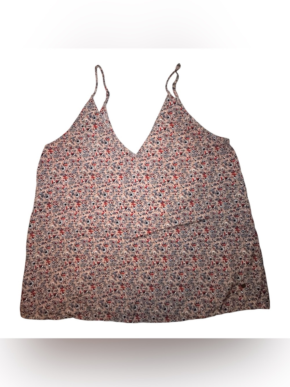 Abercrombie and Fitch Pink Floral V-Neck Spaghetti Strap Tank Top Size Small